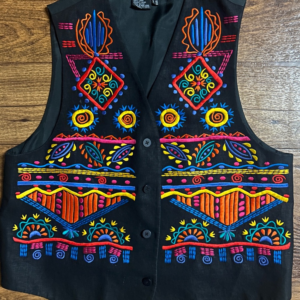 Ib Diffusion Size 10 Black/Multi-Colors Embroider… - image 3